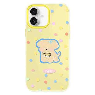 For iPhone 16 Skin Feeling Jelly TPU Hybrid PC Phone Case(Yellow Puppy Yellow)