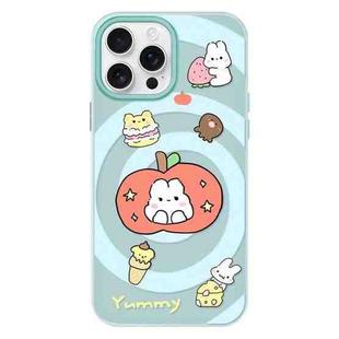 For iPhone 15 Pro Skin Feeling Jelly TPU Hybrid PC Phone Case(Apple Rabbit Yellow Light Green)