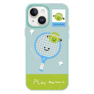 For iPhone 15 Plus Skin Feeling Jelly TPU Hybrid PC Phone Case(Play Tennis Light Green)