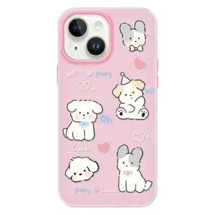 For iPhone 15 Plus Skin Feeling Jelly TPU Hybrid PC Phone Case(Love Puppy Pink)