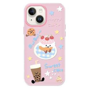 For iPhone 15 Plus Skin Feeling Jelly TPU Hybrid PC Phone Case(Cake Pink)