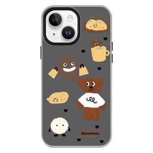 For iPhone 15 Skin Feeling Jelly TPU Hybrid PC Phone Case(Puppy Black)