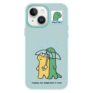 For iPhone 14 Skin Feeling Jelly TPU Hybrid PC Phone Case(Umbrella Light Green)