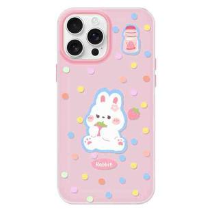 For iPhone 14 Pro Max Skin Feeling Jelly TPU Hybrid PC Phone Case(Polka Dot Rabbit Pink)