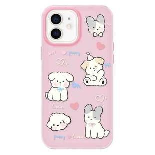 For iPhone 12 Skin Feeling Jelly TPU Hybrid PC Phone Case(Love Puppy Pink)