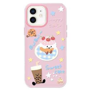 For iPhone 12 Skin Feeling Jelly TPU Hybrid PC Phone Case(Cake Pink)