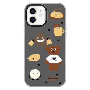 For iPhone 12 Skin Feeling Jelly TPU Hybrid PC Phone Case(Puppy Black)