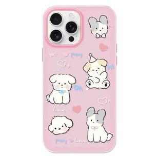 For iPhone 11 Pro Max Skin Feeling Jelly TPU Hybrid PC Phone Case(Love Puppy Pink)