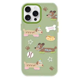 For iPhone 11 Pro Max Skin Feeling Jelly TPU Hybrid PC Phone Case(Long Dog Green)