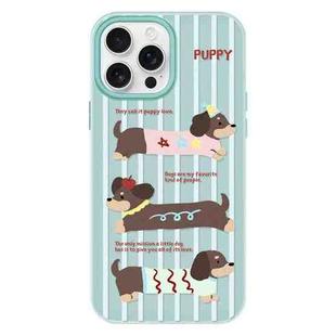 For iPhone 11 Pro Max Skin Feeling Jelly TPU Hybrid PC Phone Case(Striped Dachshund Light Green)
