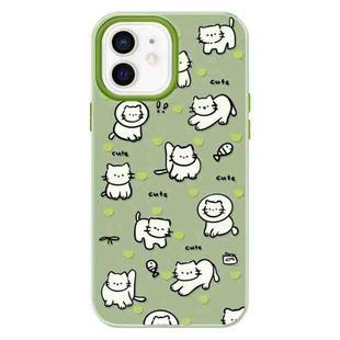 For iPhone 11 Skin Feeling Jelly TPU Hybrid PC Phone Case(Green Heart Cat Green)