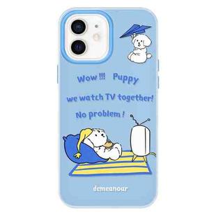For iPhone 11 Skin Feeling Jelly TPU Hybrid PC Phone Case(TV Dog Blue)
