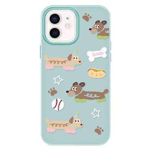 For iPhone 11 Skin Feeling Jelly TPU Hybrid PC Phone Case(Long Dog Light Green)