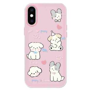 For iPhone X / XS Skin Feeling Jelly TPU Hybrid PC Phone Case(Love Puppy Pink)