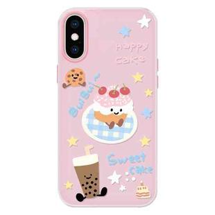 For iPhone X / XS Skin Feeling Jelly TPU Hybrid PC Phone Case(Cake Pink)