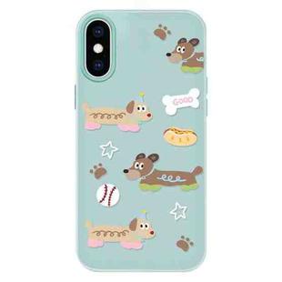 For iPhone X / XS Skin Feeling Jelly TPU Hybrid PC Phone Case(Long Dog Light Green)