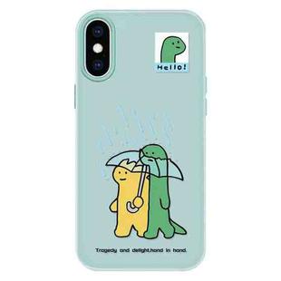 For iPhone X / XS Skin Feeling Jelly TPU Hybrid PC Phone Case(Umbrella Light Green)