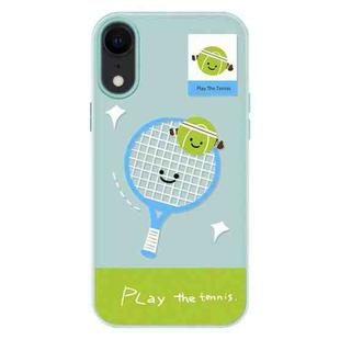 For iPhone XR Skin Feeling Jelly TPU Hybrid PC Phone Case(Play Tennis Light Green)