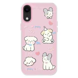 For iPhone XR Skin Feeling Jelly TPU Hybrid PC Phone Case(Love Puppy Pink)