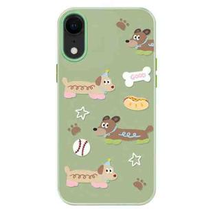 For iPhone XR Skin Feeling Jelly TPU Hybrid PC Phone Case(Long Dog Green)