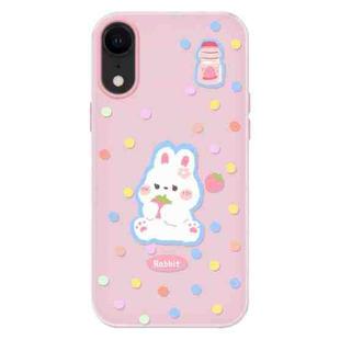 For iPhone XR Skin Feeling Jelly TPU Hybrid PC Phone Case(Polka Dot Rabbit Pink)