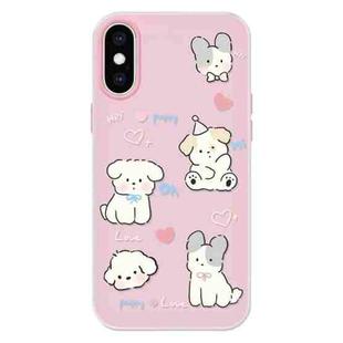 For iPhone XS Max Skin Feeling Jelly TPU Hybrid PC Phone Case(Love Puppy Pink)