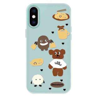 For iPhone XS Max Skin Feeling Jelly TPU Hybrid PC Phone Case(Puppy Light Green)