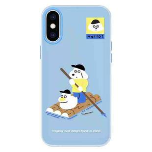 For iPhone XS Max Skin Feeling Jelly TPU Hybrid PC Phone Case(Boating Blue)