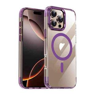 For iPhone 16 Pro Jazz 3 in 1 Magnetic MagSafe Crystal Phone Case(Transparent Purple)