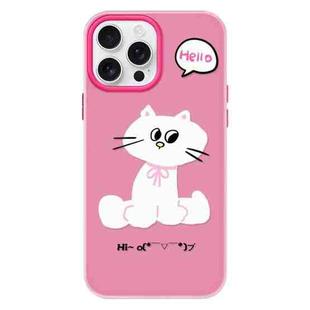 For iPhone 16 Pro Max Skin Feeling Jelly TPU Hybrid PC Phone Case(Bow White Cat Rose Red)