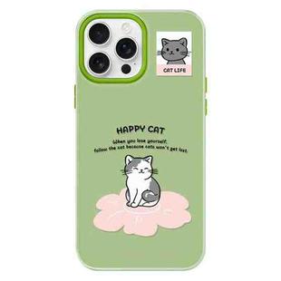 For iPhone 16 Pro Max Skin Feeling Jelly TPU Hybrid PC Phone Case(Happy Cat Green)