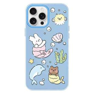 For iPhone 16 Pro Max Skin Feeling Jelly TPU Hybrid PC Phone Case(Sea Life Blue)