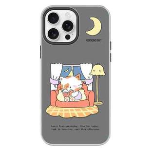 For iPhone 16 Pro Max Skin Feeling Jelly TPU Hybrid PC Phone Case(Night Training Cat Black)