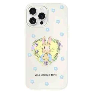 For iPhone 16 Pro Skin Feeling Jelly TPU Hybrid PC Phone Case(Love Flower Rabbit White)