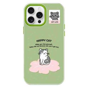 For iPhone 16 Pro Skin Feeling Jelly TPU Hybrid PC Phone Case(Happy Cat Green)