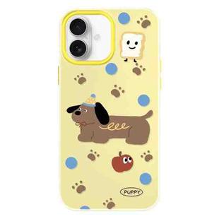 For iPhone 16 Plus Skin Feeling Jelly TPU Hybrid PC Phone Case(Brown Puppy Yellow)