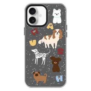 For iPhone 16 Plus Skin Feeling Jelly TPU Hybrid PC Phone Case(English Puppy Black)