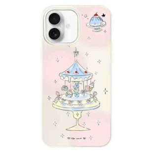 For iPhone 16 Plus Skin Feeling Jelly TPU Hybrid PC Phone Case(Dessert Cake Stand White)