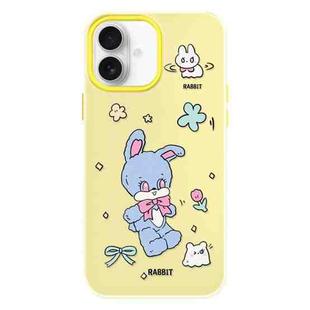 For iPhone 16 Plus Skin Feeling Jelly TPU Hybrid PC Phone Case(Blue Rabbit Yellow)