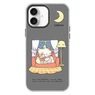 For iPhone 16 Plus Skin Feeling Jelly TPU Hybrid PC Phone Case(Night Training Cat Black)