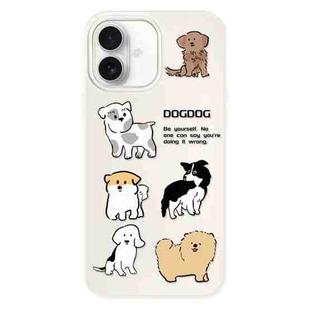 For iPhone 16 Plus Skin Feeling Jelly TPU Hybrid PC Phone Case(Multi Breed Puppy White)