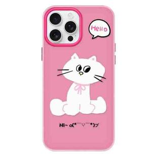 For iPhone 15 Pro Skin Feeling Jelly TPU Hybrid PC Phone Case(Bow White Cat Rose Red)