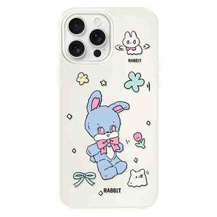 For iPhone 15 Pro Skin Feeling Jelly TPU Hybrid PC Phone Case(Blue Rabbit White)