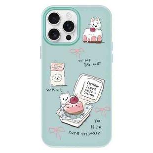 For iPhone 15 Pro Skin Feeling Jelly TPU Hybrid PC Phone Case(Cake Dog Light Green)