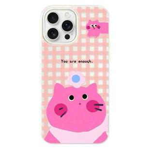 For iPhone 15 Pro Skin Feeling Jelly TPU Hybrid PC Phone Case(Pink Cat White)