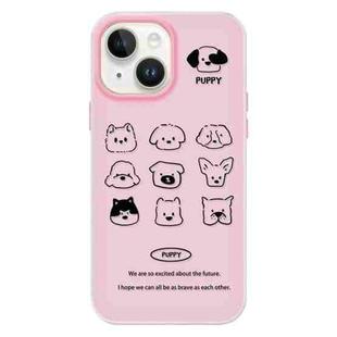 For iPhone 15 Plus Skin Feeling Jelly TPU Hybrid PC Phone Case(Animal Nine Grid Pink)