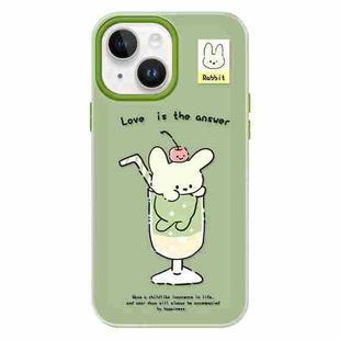 For iPhone 15 Skin Feeling Jelly TPU Hybrid PC Phone Case(Cup Dog Green)