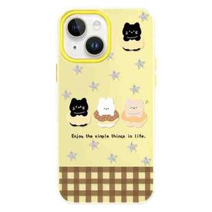 For iPhone 15 Skin Feeling Jelly TPU Hybrid PC Phone Case(Star Animal Yellow)