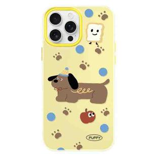 For iPhone 13 Pro Max Skin Feeling Jelly TPU Hybrid PC Phone Case(Brown Puppy Yellow)