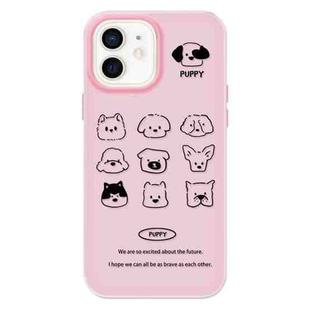 For iPhone 12 Skin Feeling Jelly TPU Hybrid PC Phone Case(Animal Nine Grid Pink)